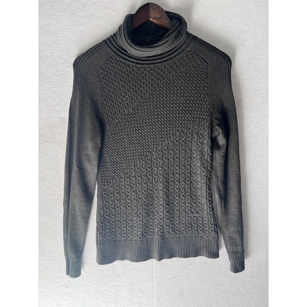Smartwool Womens Gray Cable Knit Turtleneck Sweater Wool Blend Size Medium